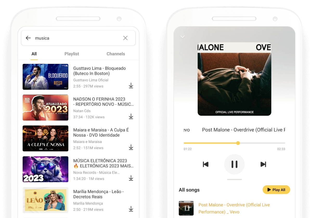 Aplicativo Snaptube para baixar músicas
